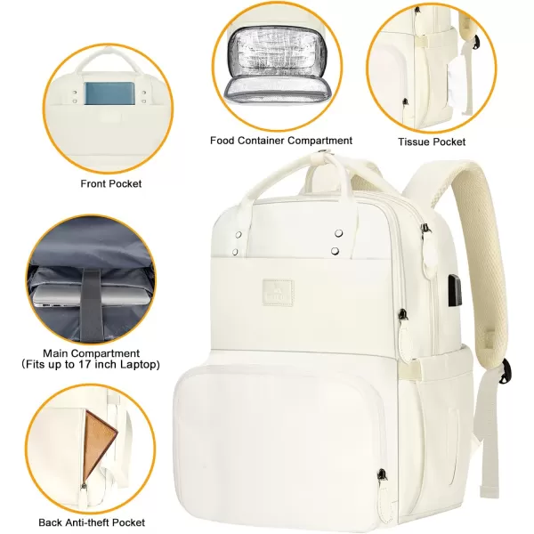 MATEIN 17 Inches Lunch Backpack Extra Large Lunch Box with Insulated Cooler Compartment Water Resistant Laptop Backpack with USB Charging Port for College Work Picnic BeachesBeige