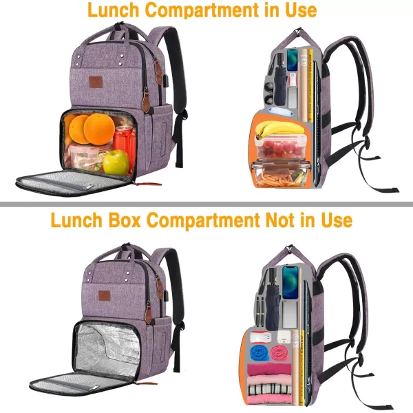 MATEIN 17 Inches Lunch Backpack Extra Large Lunch Box with Insulated Cooler Compartment Water Resistant Laptop Backpack with USB Charging Port for College Work Picnic BeachesPurple
