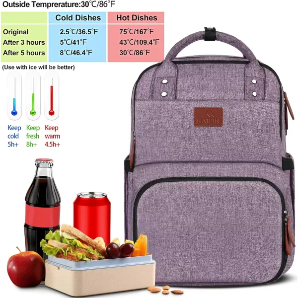 MATEIN 17 Inches Lunch Backpack Extra Large Lunch Box with Insulated Cooler Compartment Water Resistant Laptop Backpack with USB Charging Port for College Work Picnic BeachesPurple
