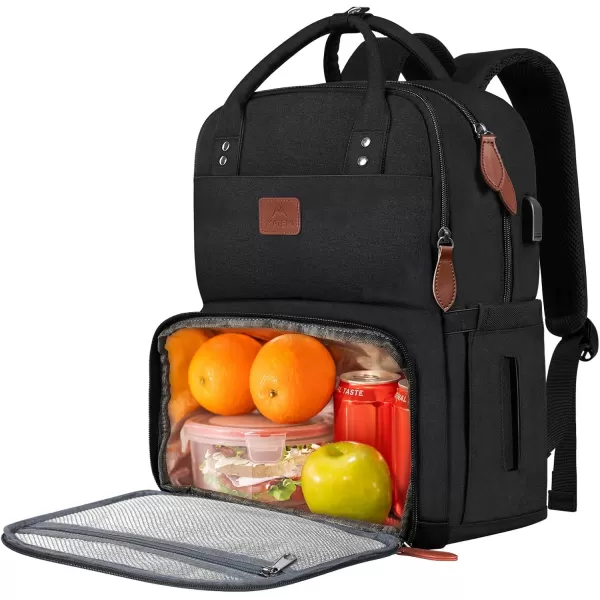 MATEIN 17 Inches Lunch Backpack Extra Large Lunch Box with Insulated Cooler Compartment Water Resistant Laptop Backpack with USB Charging Port for College Work Picnic BeachesBlack