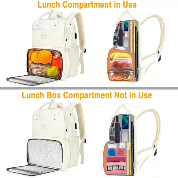 MATEIN 17 Inches Lunch Backpack Extra Large Lunch Box with Insulated Cooler Compartment Water Resistant Laptop Backpack with USB Charging Port for College Work Picnic BeachesBeige