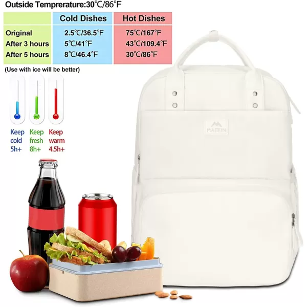 MATEIN 17 Inches Lunch Backpack Extra Large Lunch Box with Insulated Cooler Compartment Water Resistant Laptop Backpack with USB Charging Port for College Work Picnic BeachesBeige