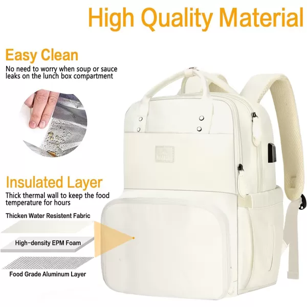 MATEIN 17 Inches Lunch Backpack Extra Large Lunch Box with Insulated Cooler Compartment Water Resistant Laptop Backpack with USB Charging Port for College Work Picnic BeachesBeige