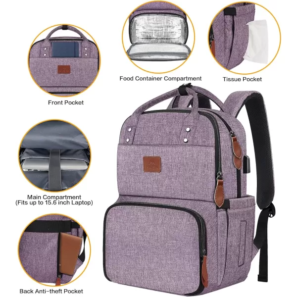 MATEIN 17 Inches Lunch Backpack Extra Large Lunch Box with Insulated Cooler Compartment Water Resistant Laptop Backpack with USB Charging Port for College Work Picnic BeachesPurple