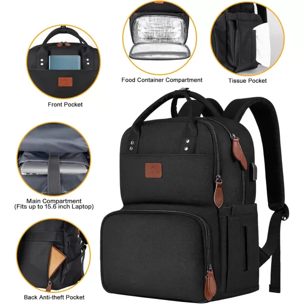 MATEIN 17 Inches Lunch Backpack Extra Large Lunch Box with Insulated Cooler Compartment Water Resistant Laptop Backpack with USB Charging Port for College Work Picnic BeachesBlack