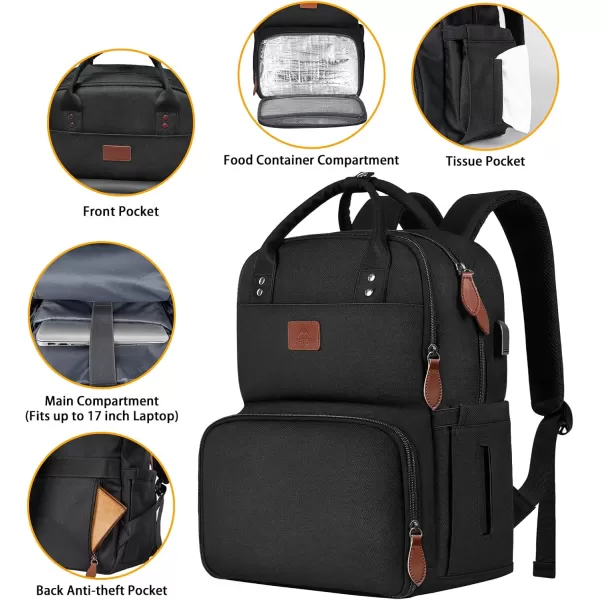 MATEIN 17 Inches Lunch Backpack Extra Large Lunch Box with Insulated Cooler Compartment Water Resistant Laptop Backpack with USB Charging Port for College Work Picnic BeachesBlack