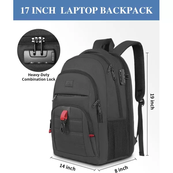 MATEIN Anti Theft Travel Backpack for Men 17 Inch Laptop Backpack with USB Charging Port ampamp Lock Large TSA Water Resistant Lockable Lightweight Daypack College Business Work Computer Bag Gifts Black