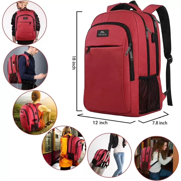 MATEIN Large College Backpack Sturdy Computer Backpack with USB Charging Port Fits 17 inch Notebook Carryon Luggage Travel Laptop Bag for Business Men and Women Christmas New Year Gift BlueRed