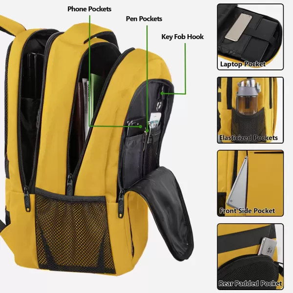 MATEIN Large College Backpack Sturdy Computer Backpack with USB Charging Port Fits 17 inch Notebook Carryon Luggage Travel Laptop Bag for Business Men and Women Christmas New Year Gift BlueYellow