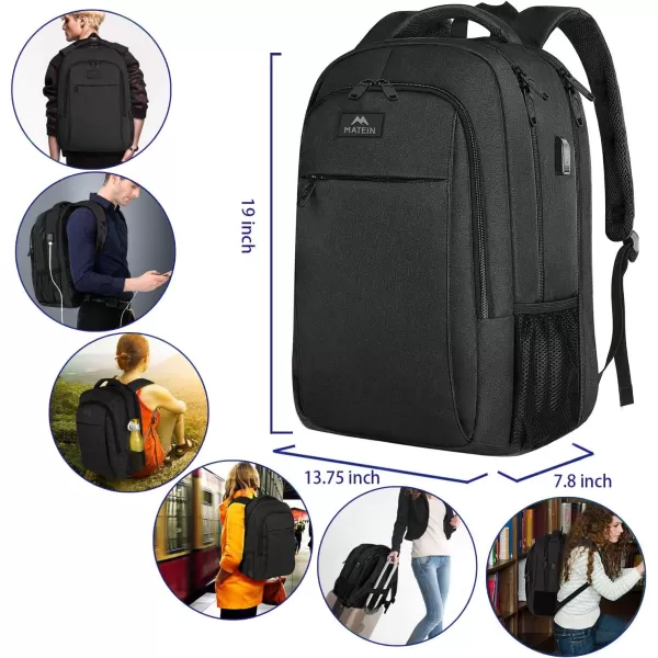 MATEIN Large College Backpack Sturdy Computer Backpack with USB Charging Port Fits 17 inch Notebook Carryon Luggage Travel Laptop Bag for Business Men and Women Christmas New Year Gift BlueBlack