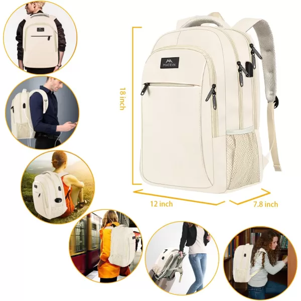MATEIN Large College Backpack Sturdy Computer Backpack with USB Charging Port Fits 17 inch Notebook Carryon Luggage Travel Laptop Bag for Business Men and Women Christmas New Year Gift BlueBeige