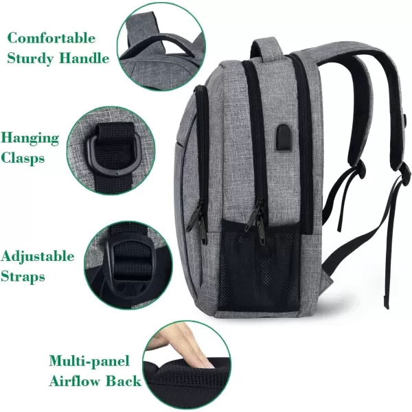 MATEIN Large College Backpack Sturdy Computer Backpack with USB Charging Port Fits 17 inch Notebook Carryon Luggage Travel Laptop Bag for Business Men and Women Christmas New Year Gift BlueAustere Grey