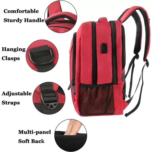 MATEIN Large College Backpack Sturdy Computer Backpack with USB Charging Port Fits 17 inch Notebook Carryon Luggage Travel Laptop Bag for Business Men and Women Christmas New Year Gift BlueRed