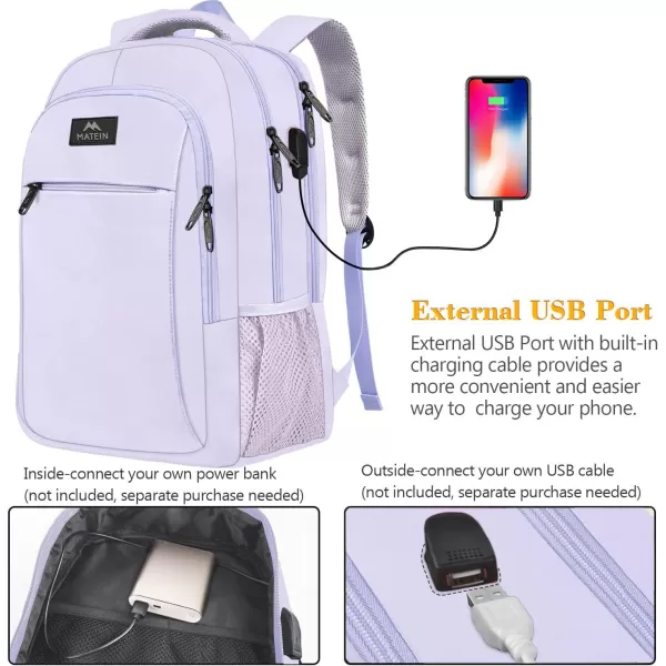 MATEIN Large College Backpack Sturdy Computer Backpack with USB Charging Port Fits 17 inch Notebook Carryon Luggage Travel Laptop Bag for Business Men and Women Christmas New Year Gift BlueLavender Purple