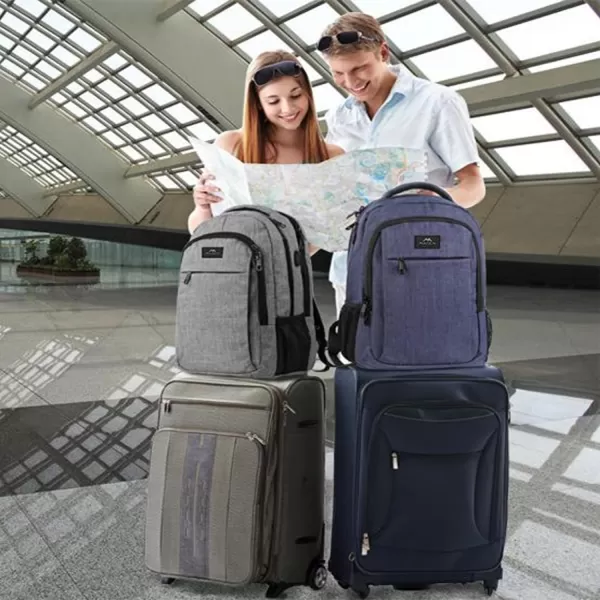 MATEIN Large College Backpack Sturdy Computer Backpack with USB Charging Port Fits 17 inch Notebook Carryon Luggage Travel Laptop Bag for Business Men and Women Christmas New Year Gift BlueBlue