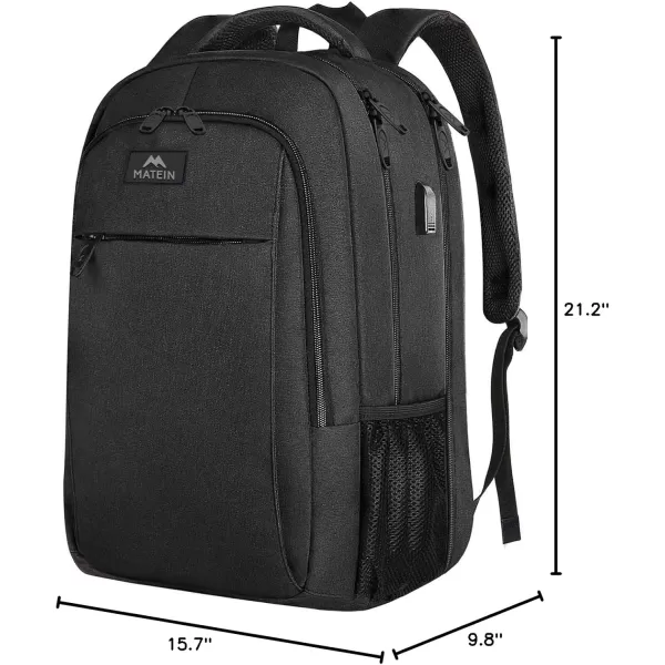 MATEIN Large College Backpack Sturdy Computer Backpack with USB Charging Port Fits 17 inch Notebook Carryon Luggage Travel Laptop Bag for Business Men and Women Christmas New Year Gift BlueDeep Black