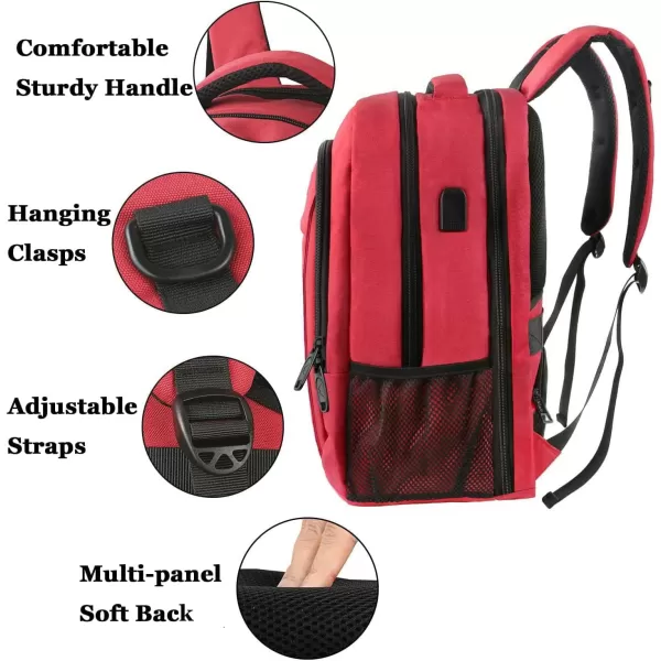 MATEIN Large College Backpack Sturdy Computer Backpack with USB Charging Port Fits 17 inch Notebook Carryon Luggage Travel Laptop Bag for Business Men and Women Christmas New Year Gift BlueDeep Red