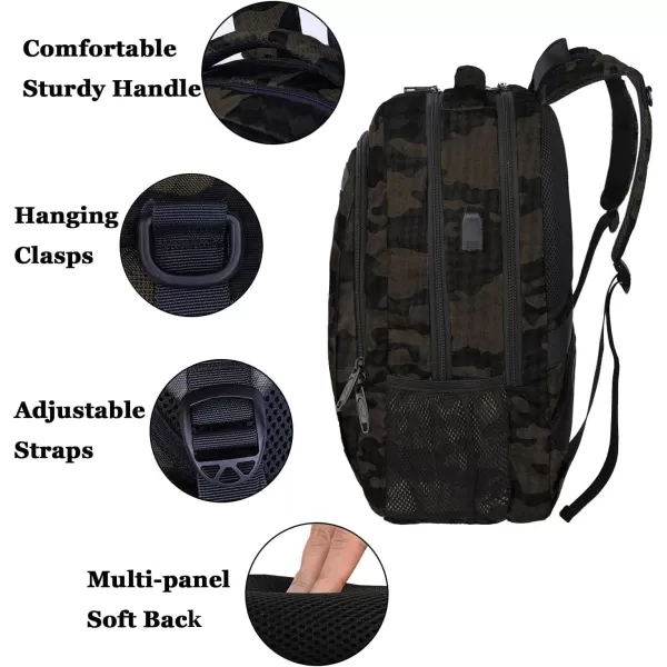 MATEIN Large College Backpack Sturdy Computer Backpack with USB Charging Port Fits 17 inch Notebook Carryon Luggage Travel Laptop Bag for Business Men and Women Christmas New Year Gift BlueCamouflage