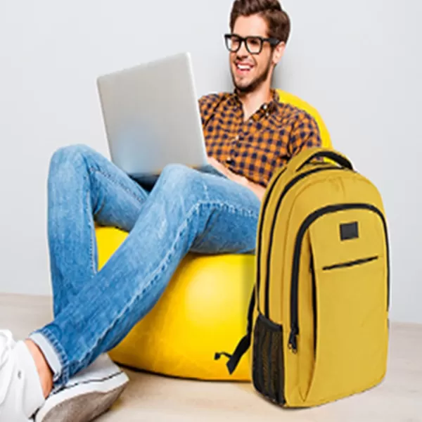 MATEIN Large College Backpack Sturdy Computer Backpack with USB Charging Port Fits 17 inch Notebook Carryon Luggage Travel Laptop Bag for Business Men and Women Christmas New Year Gift BlueBright Yellow