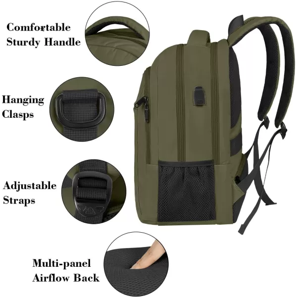 MATEIN Large College Backpack Sturdy Computer Backpack with USB Charging Port Fits 17 inch Notebook Carryon Luggage Travel Laptop Bag for Business Men and Women Christmas New Year Gift BlueDark Green