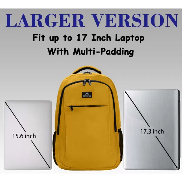MATEIN Large College Backpack Sturdy Computer Backpack with USB Charging Port Fits 17 inch Notebook Carryon Luggage Travel Laptop Bag for Business Men and Women Christmas New Year Gift BlueBright Yellow