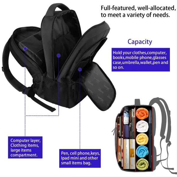MATEIN Large College Backpack Sturdy Computer Backpack with USB Charging Port Fits 17 inch Notebook Carryon Luggage Travel Laptop Bag for Business Men and Women Christmas New Year Gift BlueBlack Charcoal
