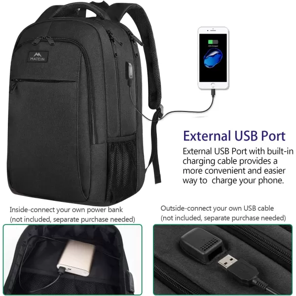 MATEIN Large College Backpack Sturdy Computer Backpack with USB Charging Port Fits 17 inch Notebook Carryon Luggage Travel Laptop Bag for Business Men and Women Christmas New Year Gift BlueBlack