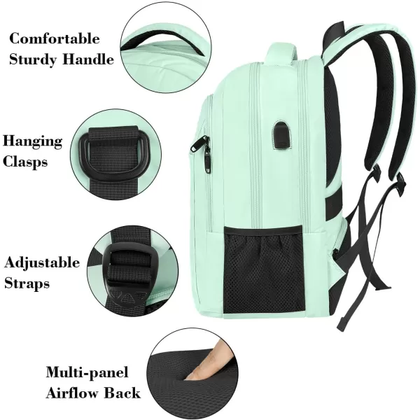 MATEIN Large College Backpack Sturdy Computer Backpack with USB Charging Port Fits 17 inch Notebook Carryon Luggage Travel Laptop Bag for Business Men and Women Christmas New Year Gift BlueMint Green