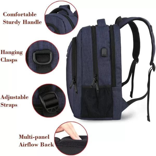 MATEIN Large College Backpack Sturdy Computer Backpack with USB Charging Port Fits 17 inch Notebook Carryon Luggage Travel Laptop Bag for Business Men and Women Christmas New Year Gift BlueBlue