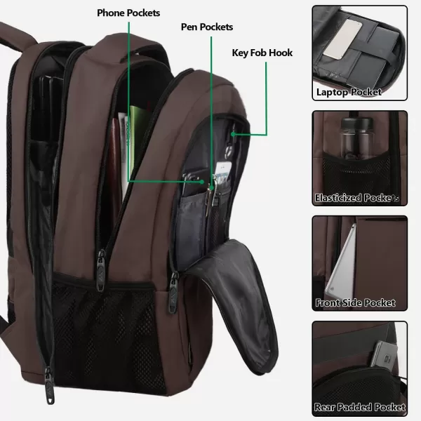 MATEIN Large College Backpack Sturdy Computer Backpack with USB Charging Port Fits 17 inch Notebook Carryon Luggage Travel Laptop Bag for Business Men and Women Christmas New Year Gift BlueDark Brown