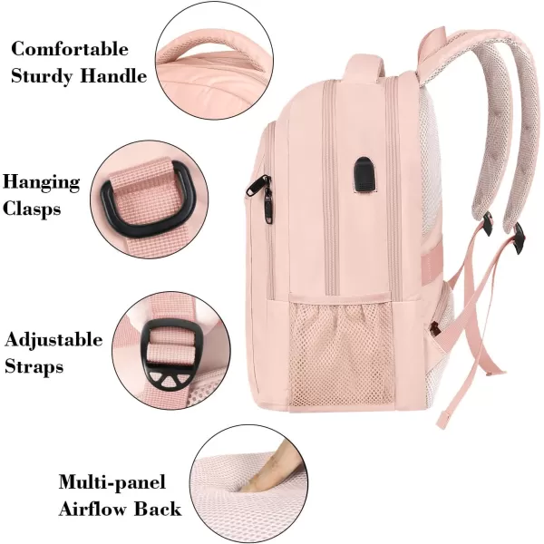 MATEIN Large College Backpack Sturdy Computer Backpack with USB Charging Port Fits 17 inch Notebook Carryon Luggage Travel Laptop Bag for Business Men and Women Christmas New Year Gift BluePink