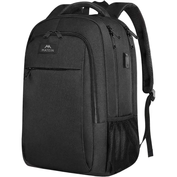 MATEIN Large College Backpack Sturdy Computer Backpack with USB Charging Port Fits 17 inch Notebook Carryon Luggage Travel Laptop Bag for Business Men and Women Christmas New Year Gift BlueBlack Charcoal