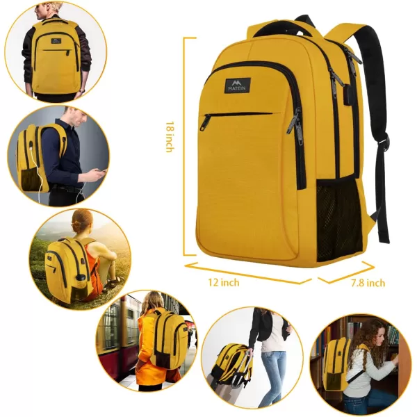 MATEIN Large College Backpack Sturdy Computer Backpack with USB Charging Port Fits 17 inch Notebook Carryon Luggage Travel Laptop Bag for Business Men and Women Christmas New Year Gift BlueYellow