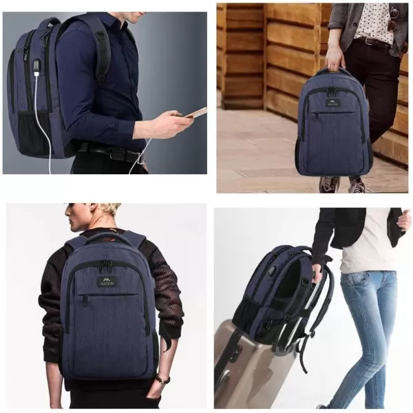MATEIN Large College Backpack Sturdy Computer Backpack with USB Charging Port Fits 17 inch Notebook Carryon Luggage Travel Laptop Bag for Business Men and Women Christmas New Year Gift BlueBlue
