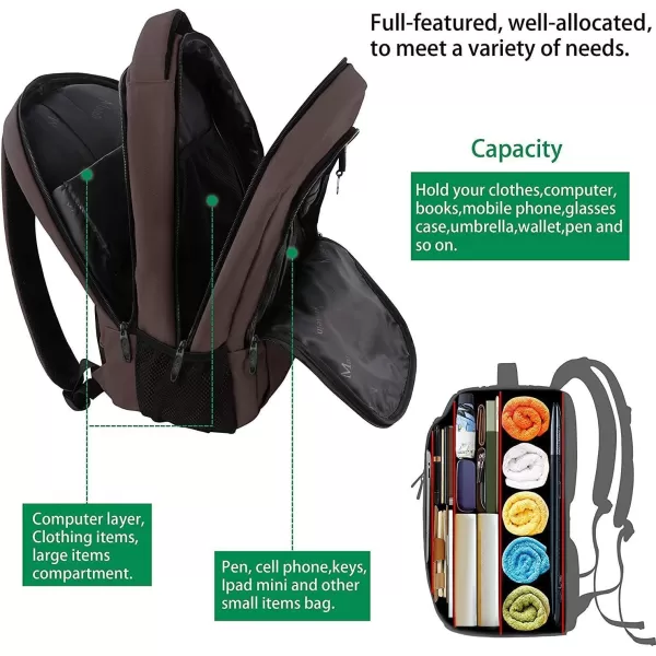 MATEIN Large College Backpack Sturdy Computer Backpack with USB Charging Port Fits 17 inch Notebook Carryon Luggage Travel Laptop Bag for Business Men and Women Christmas New Year Gift BlueTawny Brown