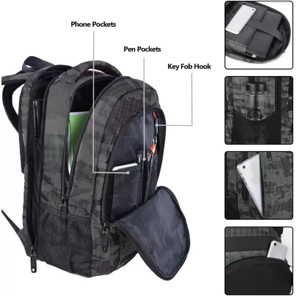 MATEIN Large College Backpack Sturdy Computer Backpack with USB Charging Port Fits 17 inch Notebook Carryon Luggage Travel Laptop Bag for Business Men and Women Christmas New Year Gift BlueCamo Grey