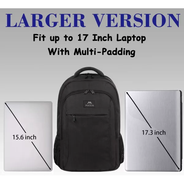 MATEIN Large College Backpack Sturdy Computer Backpack with USB Charging Port Fits 17 inch Notebook Carryon Luggage Travel Laptop Bag for Business Men and Women Christmas New Year Gift BlueBlack