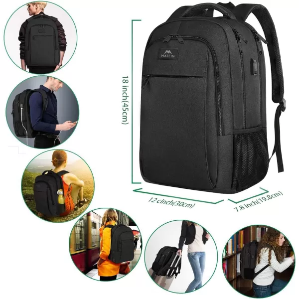 MATEIN Large College Backpack Sturdy Computer Backpack with USB Charging Port Fits 17 inch Notebook Carryon Luggage Travel Laptop Bag for Business Men and Women Christmas New Year Gift BlueBlack Charcoal