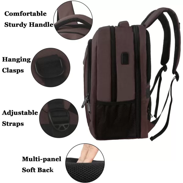 MATEIN Large College Backpack Sturdy Computer Backpack with USB Charging Port Fits 17 inch Notebook Carryon Luggage Travel Laptop Bag for Business Men and Women Christmas New Year Gift BlueDark Brown