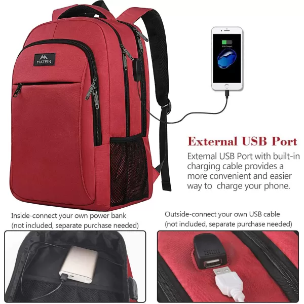 MATEIN Large College Backpack Sturdy Computer Backpack with USB Charging Port Fits 17 inch Notebook Carryon Luggage Travel Laptop Bag for Business Men and Women Christmas New Year Gift BlueRed
