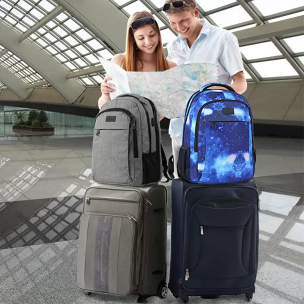 MATEIN Large College Backpack Sturdy Computer Backpack with USB Charging Port Fits 17 inch Notebook Carryon Luggage Travel Laptop Bag for Business Men and Women Christmas New Year Gift BlueGalaxy Blue