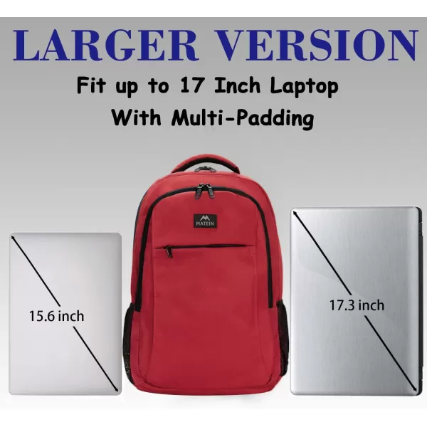MATEIN Large College Backpack Sturdy Computer Backpack with USB Charging Port Fits 17 inch Notebook Carryon Luggage Travel Laptop Bag for Business Men and Women Christmas New Year Gift BlueDeep Red