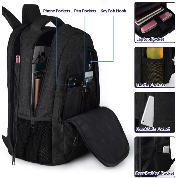 MATEIN Large College Backpack Sturdy Computer Backpack with USB Charging Port Fits 17 inch Notebook Carryon Luggage Travel Laptop Bag for Business Men and Women Christmas New Year Gift BlueBlack