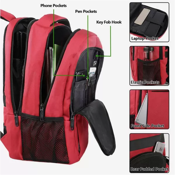 MATEIN Large College Backpack Sturdy Computer Backpack with USB Charging Port Fits 17 inch Notebook Carryon Luggage Travel Laptop Bag for Business Men and Women Christmas New Year Gift BlueRed