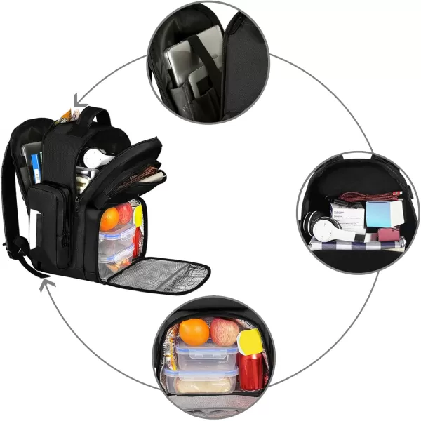 MATEIN Lunch Backpack for Men 156 Inch Travel Laptop Backpack Insulated Cooler Bag Lunch box Rucksack with USB Charging Port Extra Large Water Resistant College Work Computer Daypack Gifts for MenBlack