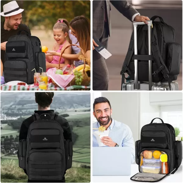 MATEIN Lunch Backpack for Men 156 Inch Travel Laptop Backpack Insulated Cooler Bag Lunch box Rucksack with USB Charging Port Extra Large Water Resistant College Work Computer Daypack Gifts for MenBlack