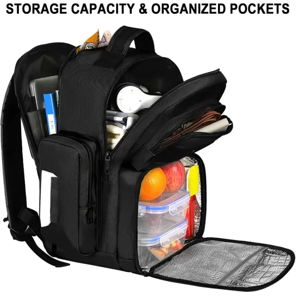 MATEIN Lunch Backpack for Men 156 Inch Travel Laptop Backpack Insulated Cooler Bag Lunch box Rucksack with USB Charging Port Extra Large Water Resistant College Work Computer Daypack Gifts for MenBlack