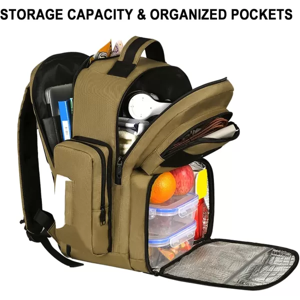 MATEIN Lunch Backpack for Men 156 Inch Travel Laptop Backpack Insulated Cooler Bag Lunch box Rucksack with USB Charging Port Extra Large Water Resistant College Work Computer Daypack Gifts for MenBrown