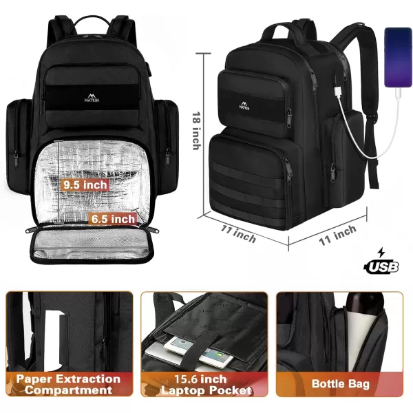 MATEIN Lunch Backpack for Men 156 Inch Travel Laptop Backpack Insulated Cooler Bag Lunch box Rucksack with USB Charging Port Extra Large Water Resistant College Work Computer Daypack Gifts for MenBlack