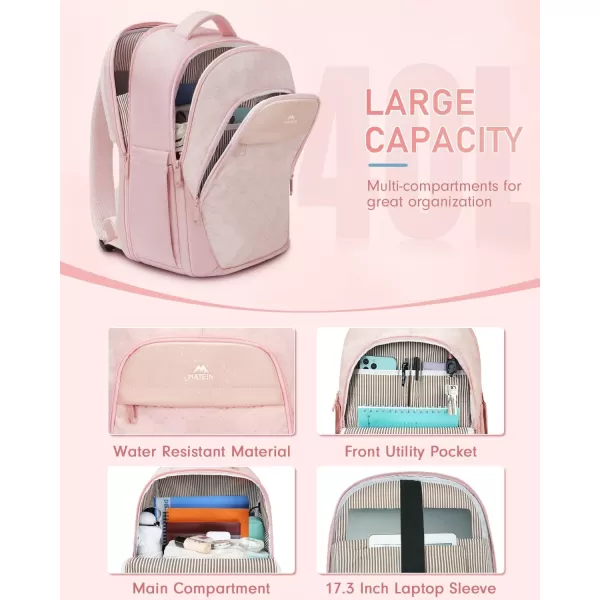 MATEIN Pink Backpack for Women Anti Theft 17 Inch Laptop Backpack with USB Charging Port Large TSA Water Resistant Airline Approved Lightweight College Travel Daypack Cute Nurse Work Computer Bag